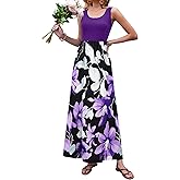 Bluetime Women's Summer Boho Sleeveless Floral Print Tank Long Maxi Dress (S-3XL)