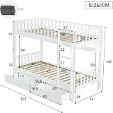 Merax Double Bunk Bed with Ladder Slide 2 Drawers Shelf Pine White 2 x 90x190cm view 2