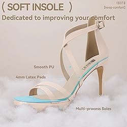 IDIFU Nude Platform Heels for Women Strappy Square