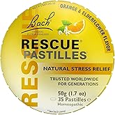 Bach Rescue PASTILLES, Orange and Elderflower Flavor, Natural Stress Relief Lozenges, Homeopathic Flower Essence, Vegetarian, Gluten & Sugar-Free, 35 Count