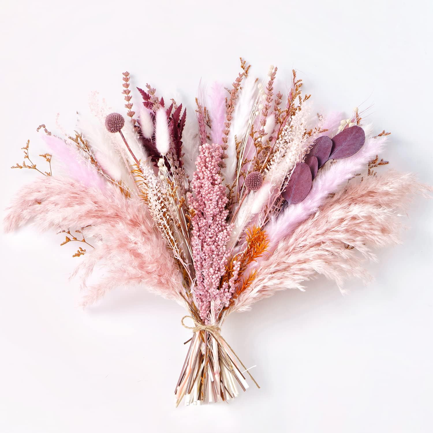 Dried & Preserved Flora - MUYEJI Natural Dried Pampas Grass Bouquet | 17 Inch Blush Pink Pampas Grass Decor Dried Flower Arrangement for Home Wedding Decoration