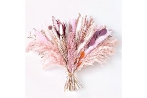 WXQX Pampas Grass Decor, Fall Dried Flowers Bouquet - Lavender, Bunny Tails, Eucalyptus & Preserved Flowers for Vases - Rustic Floral Arrangements for Home Wedding Table Centerpiece