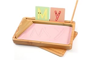 AtMini Sand Tray for Classroom Montessori Sand Tray with Lid Wooden Sand Trays for Kids Writing Letters and Numbers (Pink)