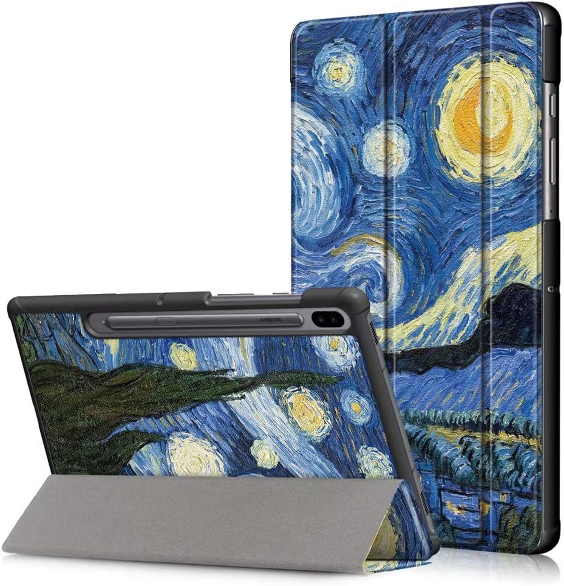 Galaxy Tab S6 10.5 Case, SM-T860/T865 Case, USTY Slim Lightweight Folding Stand Premium PU Leather Cover Smart Shell for Samsung Galaxy Tab S6 10.5 inch Tablet 2019 Release, Starry Night