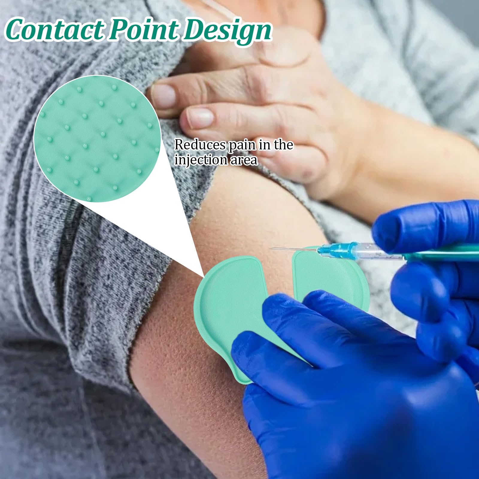 Dexspoeny 4Pcs Shot Pain Reducer Set,Shot Helper Pain Blocker Device,Reusable Shot Pain Blocker Device, Lightweight Immunization Shot Blocker for Kids and Adults(Light Green)