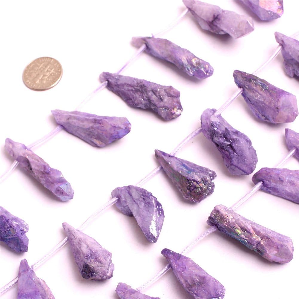 JOE FOREMAN 6x37-6x44mm Raw Amethyst Semi Precious Gemstone Purple Loose Beads for Jewelry Making DIY Handmade Craft Supplies 15"