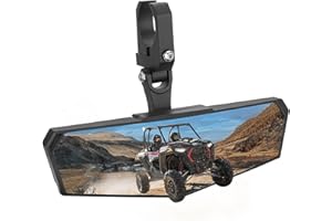 KEMIMOTO UTV Rear View Mirror, SXS UTV Mirror Clear View with 1.5-2 inch 360° Adjustable Low Profile Aluminum Clamp Compatible with Polaris RZR 1000 Pioneer Talon Kawasaki KRX Mule Can Am X3 Zforce