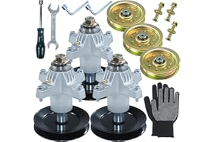 NIDAIFEI Greased 3 Pack 918-0671 Spindle Assembly with 756-04129 Idler Pulley Replaces 918-0671B, 918-04608A, 618-0671, 618-04608, 918-0671D for Cub Cadet RZT 54, GT1554, Craftsman ZTL8000 Tractor