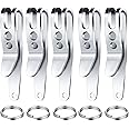 Molain 5Pcs Pocket Bag Suspension Clip with Keychain, Stainless Steel Bag Waist Belt Hanging Clip Key Buckles Portable Pocket Clip, Silver