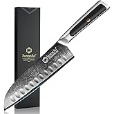 Sunnecko Santoku Knife 7 inch, Damascus Chef Knife VG-10 Steel Blade Japanese Knife, Sharp Kitchen Knife with Solid Handle Chopping Knife Perfect for Professional Home Use Cutting Knife