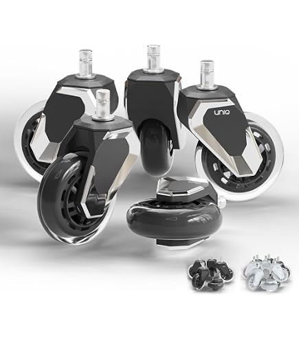 Floor Gaming Chair Office Chair Wheels Set Of 5 – 3 Inch Roller Blade Wheels Office Chairs, Office Chair Casters Desk & Gaming Chair – Quiet For Carpet, Hardwood & Wood Floors - Not Caster Wheels