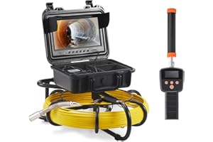 VEVOR Sewer Camera with 512Hz Locator, 165 ft/50 m, 9" Pipeline Inspection Camera with DVR Function, IP68 Camera with 12 Adjustable LEDs, A 16 GB SD Card for Sewer Line, Home, Duct Drain Pipe Plumbing