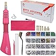 Hotfix Rhinestone Applicator, Genround Iron-on Hotfix Applicator Tool Wand Tool Set with 2 Boxes of Flat Back Gems Round Crystal Rhinestones/Storage Box/Tweezer/Gems Picking Pen for Clothes Shoes Card