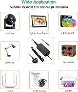 Gonine 12V 5A 60W AC/DC Power Adapter Universal 100-240V Plug & 10 Connectors view 4