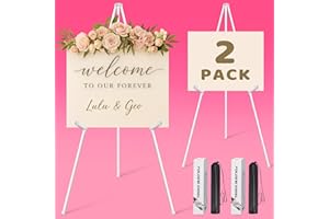 VAIIGO 2 Pack White Easel Stand for Sign & Poster - 63" Adjustable Metal Easels for Wedding Welcome Sign, Painting, Canvas, Art Display - Portable Folding Tripod with Carry Bag, Holds 5 Lbs