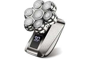 TEPOTZ Head Shavers for Bald Men, 7D Electric Razor for Men, IPX7 Waterproof Dry/Wet Detachable Head Shaver, LED Display, Fast Charging, 5-in-1 Pro Grooming Kit, Travel-Friendly, Ideal Gift Choice