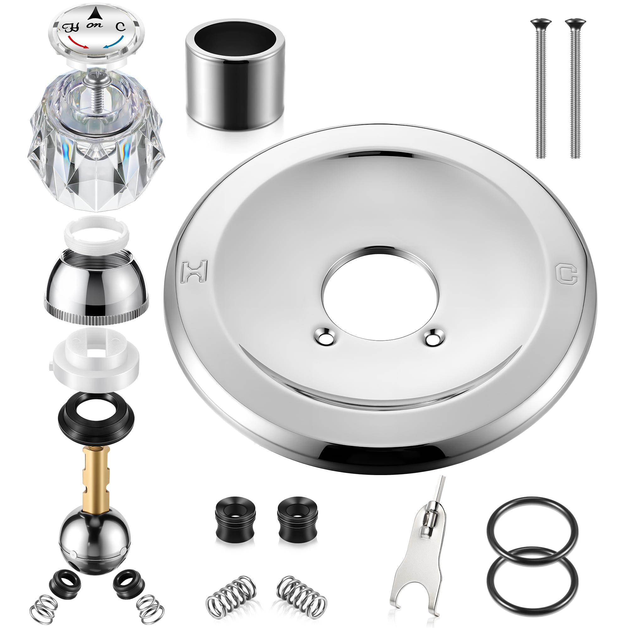 Photo 1 of ***MISSING PIECES*** Avenuebool Shower Handle Renovation Repair Trim Kit Compatible with Delta RP54870, Single Function Tub Trim Kit Compatible with Delta 600 Series Shower Valve, Acrylic Handle, Chrome