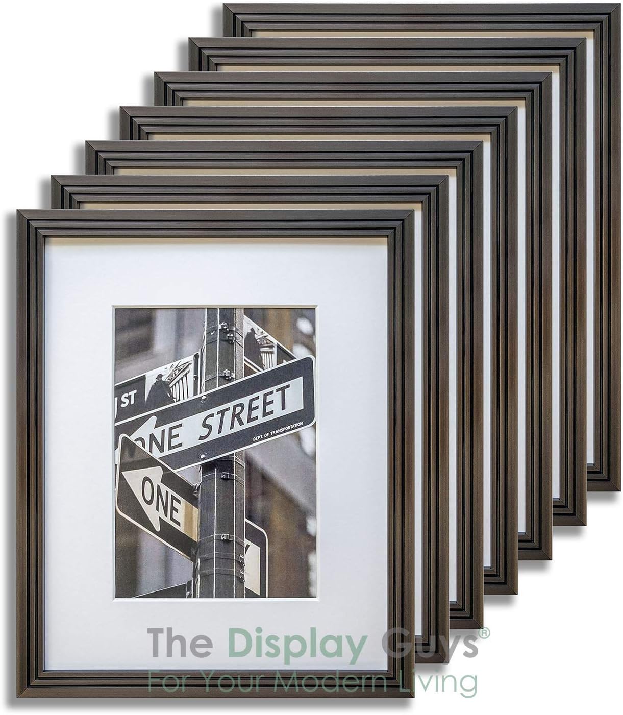 The Display Guys 16x20 Metallic Brown (Bronze) Art Deco Picture Poster Frames w. Mat for 11x14 + 4x6 Collage Mat (Value 8-Pack), Plexiglass 5/8