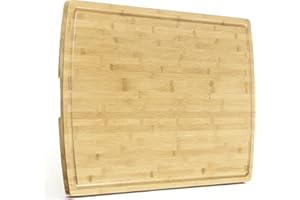 FinerFurnis Extra Large Bamboo Cutting Board – 36 x 24 Inch Professional Butcher Block, Deep Juice Groove, Handles, Chopping 