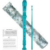 YONTY Soprano Recorder Instrument for Kids Students 8-Hole Flute Baroque Fingering with Cleaning Rod for School Beginners, Turquoise Premium