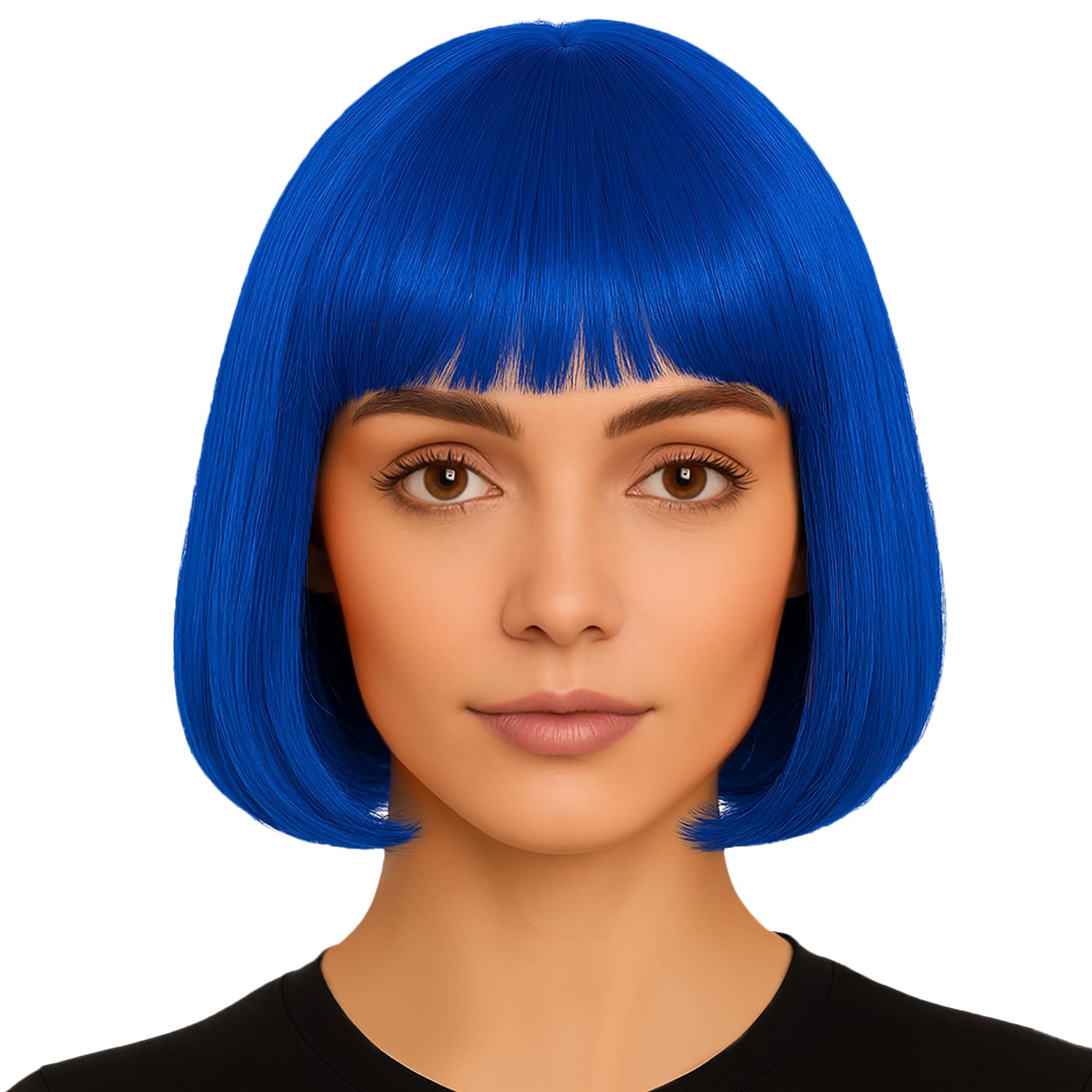 Short Bob Wigs for Women Fancy Dress - 12 Inch Synthetic Short Hair Wigs for Women - Ladies Bob Straight Hair as Anime Cosplay, Halloween Costume Accessories, 70s and 80s Fancy Dress Accessories