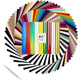 CAREGY 75-Pack HTV Vinyl Bundle – 57 Assorted Colors For T-Shirts & DIY Crafts | Heat Transfer Vinyl - View #3