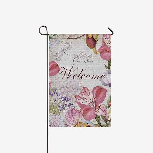 Amazon Com Bolohome Garden Flags Double Side Vintage Dragonfly In Floral Spring Garden Home House Banner 28x40inch Decorative Flag For Party Yard Home Outdoor Decor 100 Polyester Home Kitchen