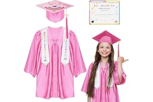 CHCLACE 2025 5-in-1 Kindergarten graduation cap and gown (Pink 27"-33")