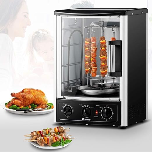 COSTWAY Vertical Rotisserie Oven Countertop Rotating Grill