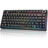 Aula F75 75% Wireless Mechanical Keyboard, Gasket Mount Hot Swappable Gaming Keyboard with Knob, Tri-Mode BT5.0/2.4G/USB-C, C
