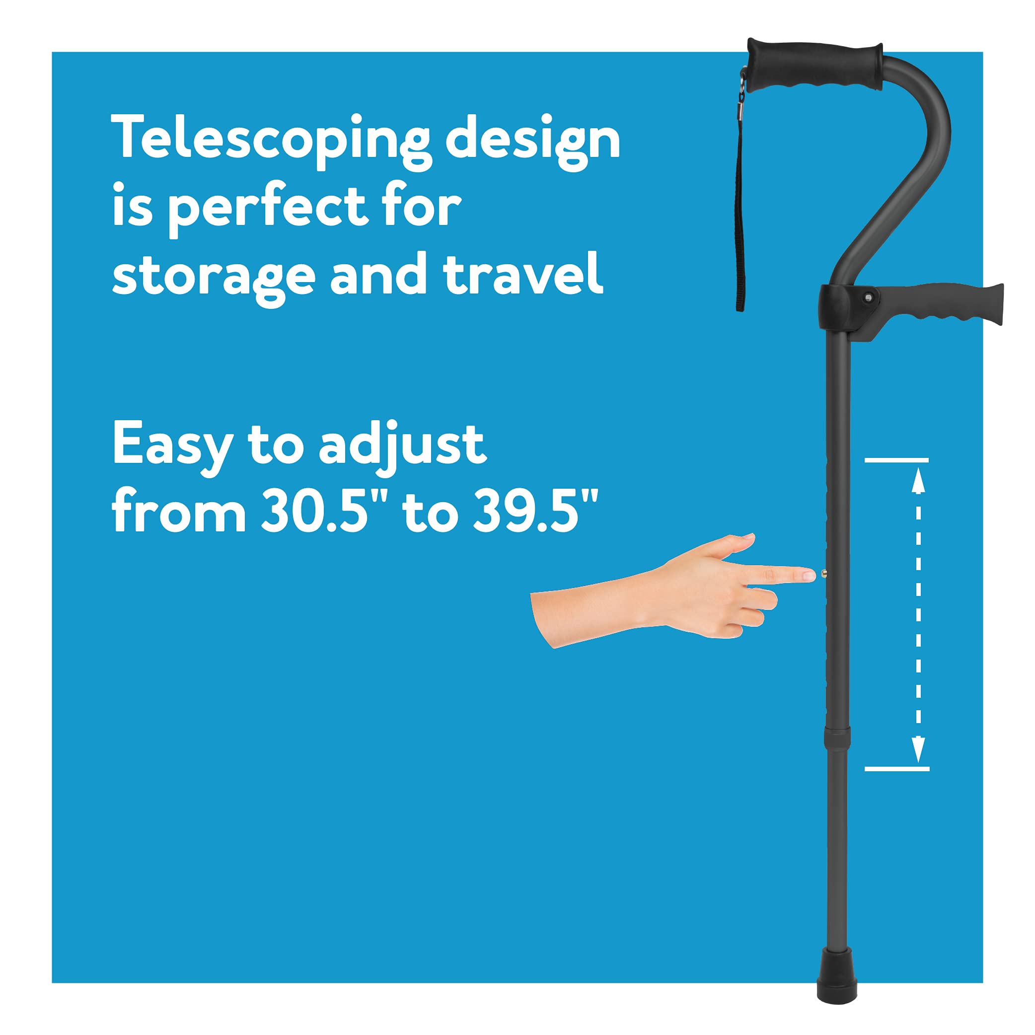 Carex Stand Assist Walking Cane - Includes Secondary Flip Down Handle for Added Support - Uplift Cane and Walking Stick for Seniors, Elderly, Disabled