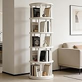 vie poetique Rotating Bookshelf Tower, Wooden, 5 Tier Vertical Rotate Turning Spiral Corner Organizer, 360° Rotating Book Tow