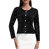 Froggirl Women’s Long Sleeve Round Neck Button Down Cardigan Sweater with Sparkle Rhinestone – Elegant Knit Top