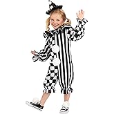 Giddy Gothic Clown Toddler Costume | Girl's Circus Dress-Up Outfit | Ideal for Halloween and Playful Days