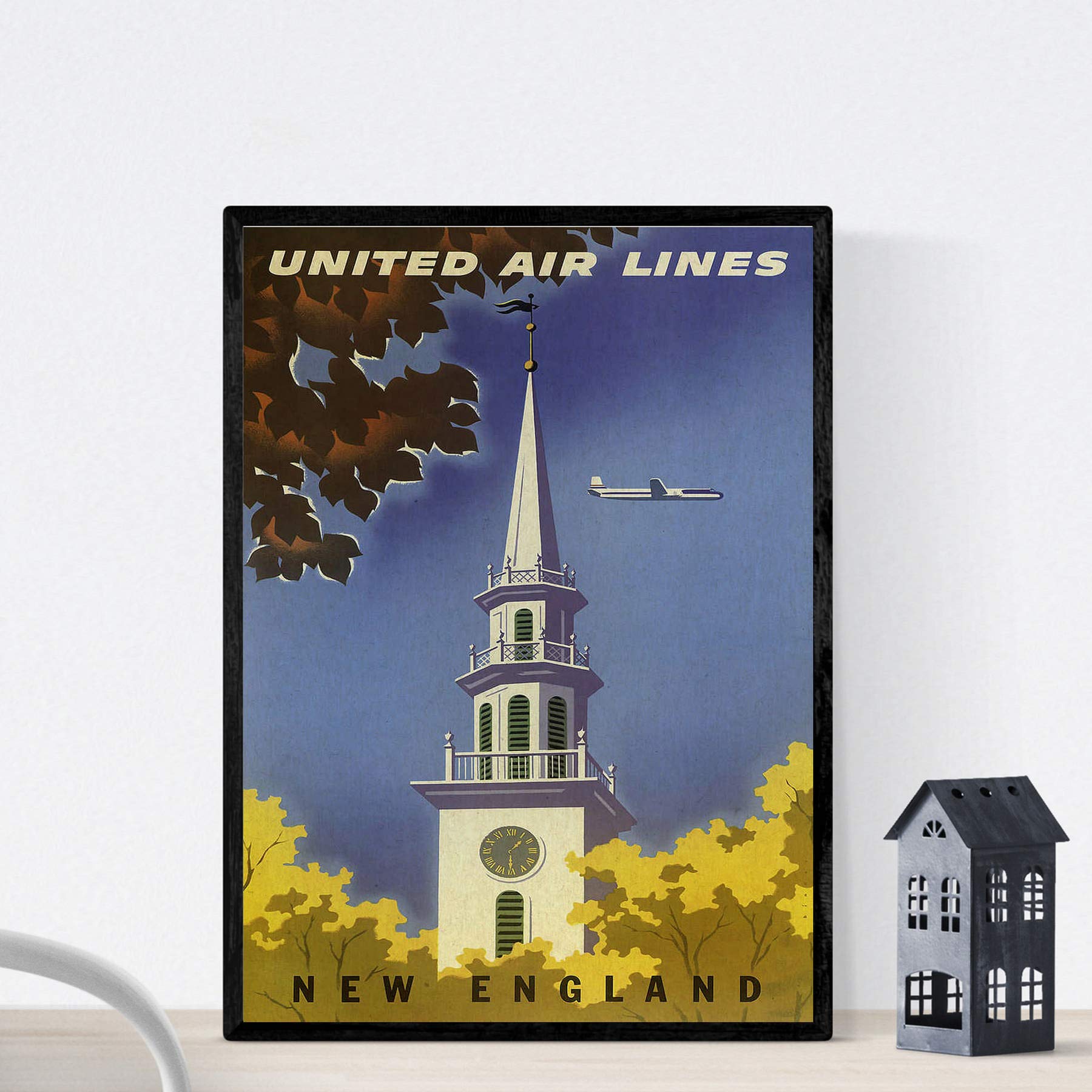 Nacnic Vintage Poster Vintage Poster Europe. Travels to New England. A3 size — image 1