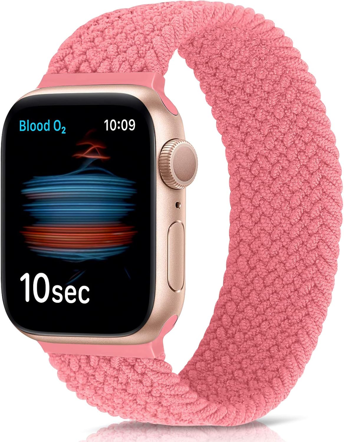 AVOD Braided Solo Loop Watch Band Compatible for Apple Watch SE Series 6 Straps 40mm 38mm Elastic Nylon Straps iWatch Compatible with 6/SE/5/4/3/2/1 (Pink, 38mm/40mm: #4 (144mm-150mm wrist))