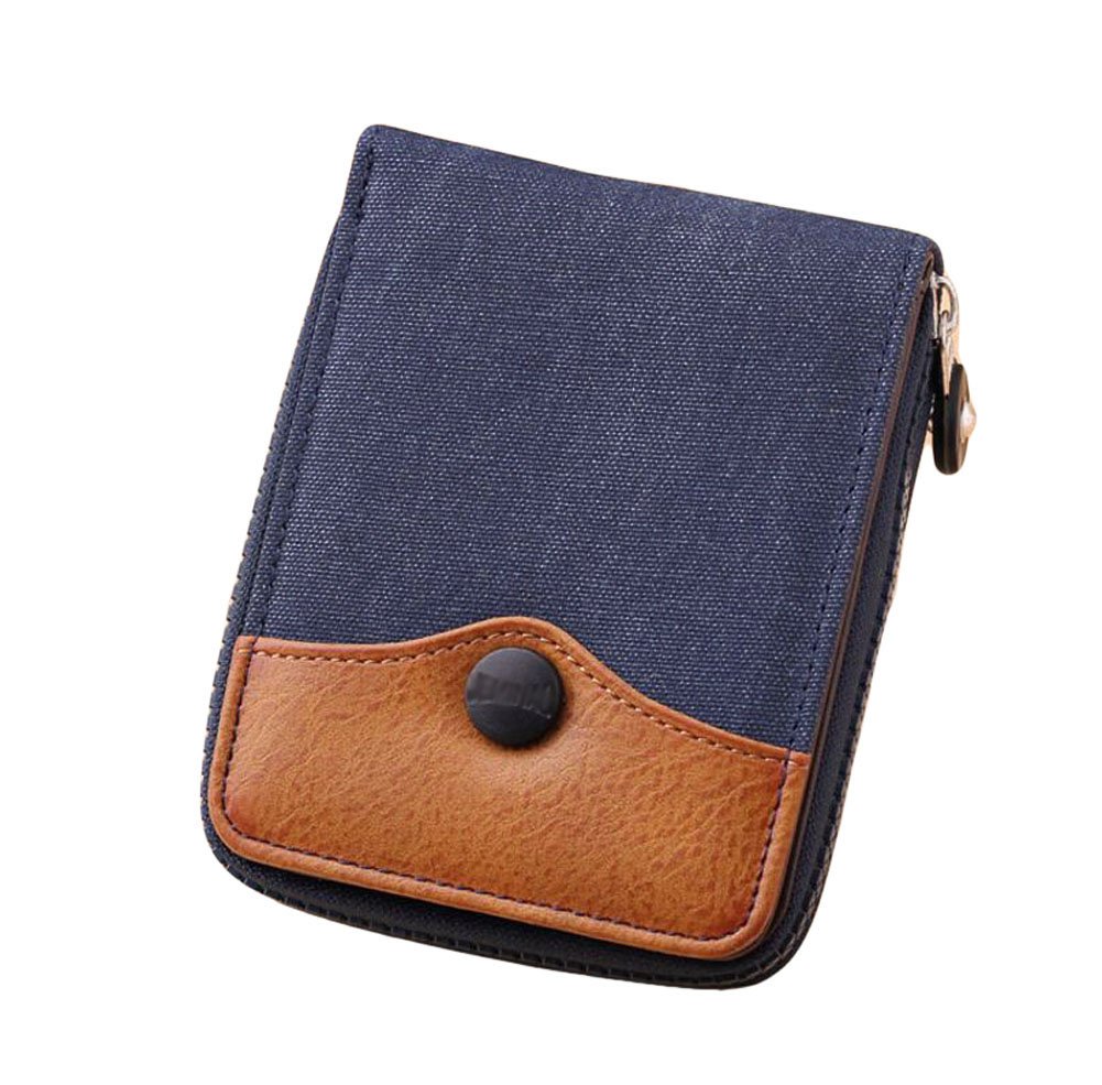 Ylen Hombre Cremallera Billetera Gran Capacidad Lona Monedero Titular de Tarjeta De