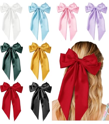 16 Pcs Satin Hair Bows Bulk Large Clips Women Gifts Accessories Amazon.com : Hoteam 16 Pcs Silky Satin Hair Bows Bulk for  main image 4