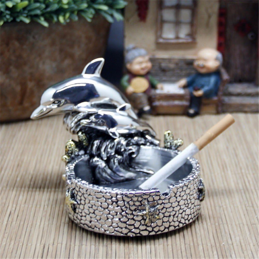 LOSTRYY Animal ashtray dolphin ashtray resin living room bedroom home smoke cup, electroplating