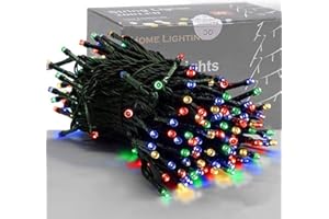 HOME LIGHTING 66ft Christmas Decorative Mini Lights, 200 LED Green Wire Fairy Starry String Lights Plug in, 8 Lighting Modes, for Indoor Outdoor Xmas Tree Wedding Party Decoration (Multicolor)