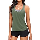 Aqua Eve 3 Piece Athletic Tankini Swimsuits for Women with Swim Tank Tops with Boy Shorts and Sports Bra Modest Bathing Suit