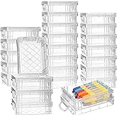 Suzile 25 Pcs Plastic Crayon Boxes with Snap Lids Crayon Storage Organizer Stackable Crayon Container Bulk Crayon Case for Pen Pencil Crafts Classroom Supplies (Clear)