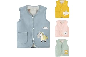 Baby Fleece Vest Toddler Sleeveless Cotton Lightweight Cute Graphic Vest Winter Coat Button Soft Fall Waistcoat Jacket