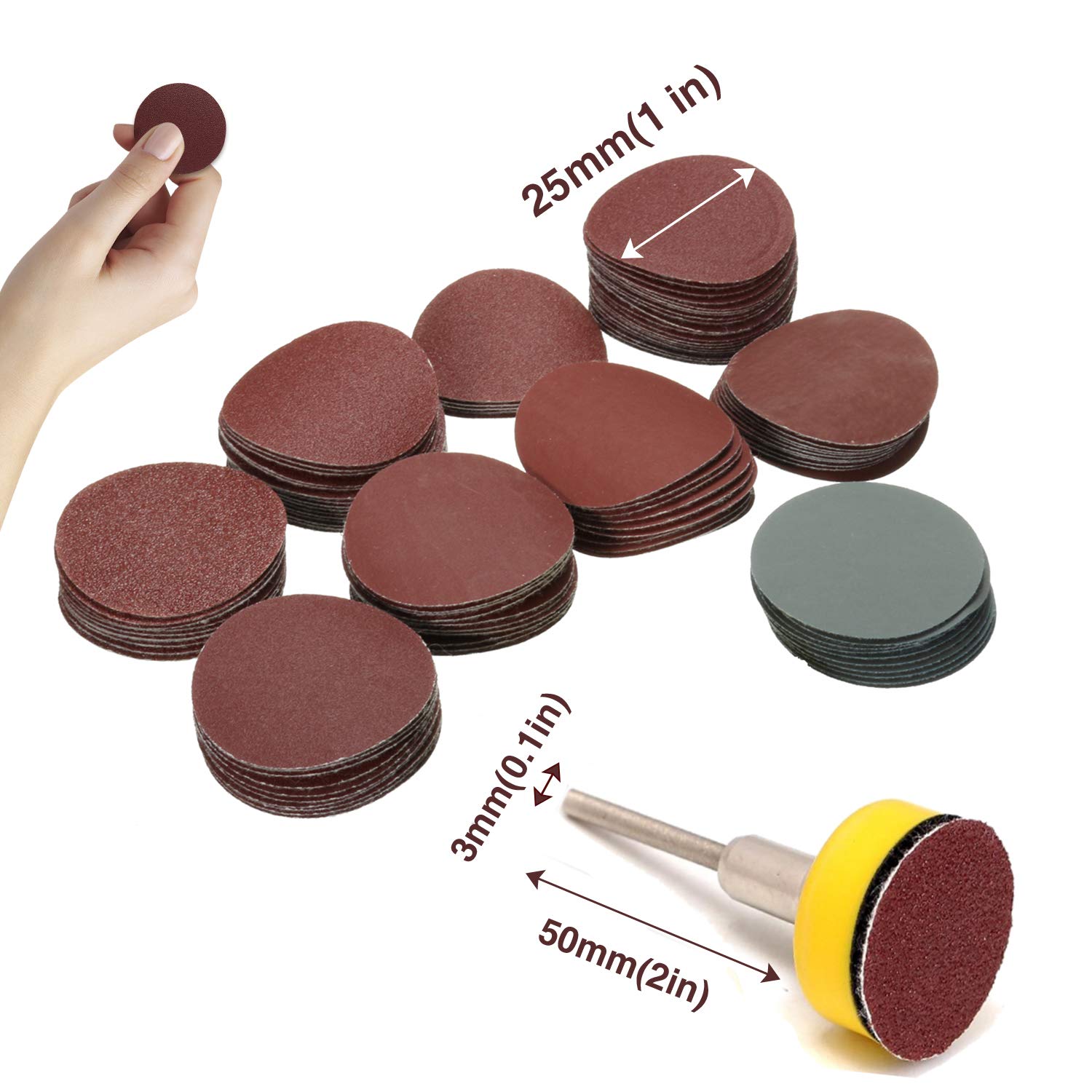 SAFETYON 102pcs Sandpaper Set with Backing Pad 1 Inch, Sandpaper 80 - 5000g, Sanding with Sanding Pad and Shaft