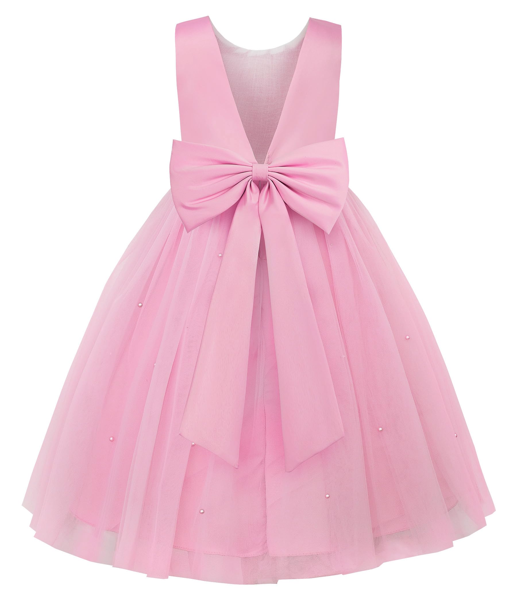 Photo 1 of JerrisApparel Flower Girls Dress Wedding Satin Dresses Princess Birthday Party Prom Ball Gown (8T, Pink)