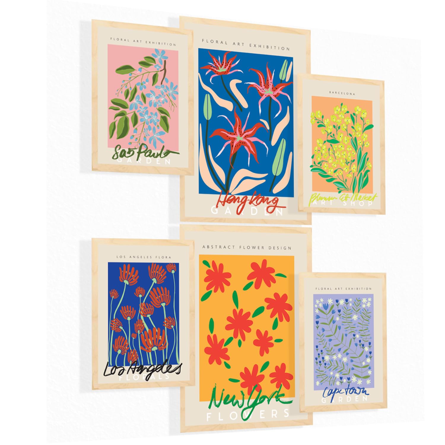 Nacnic ® - Set of 6 Floral Posters - Decorative Wall Prints - Art for Interior Decoration - Vibrant Colors - A3 and A4 Sizes - Unframed