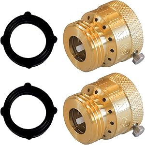 Hourleey Faucet Vacuum Breaker, Solid Brass Hose Bib Backflow Preventer, 3/4 Inch