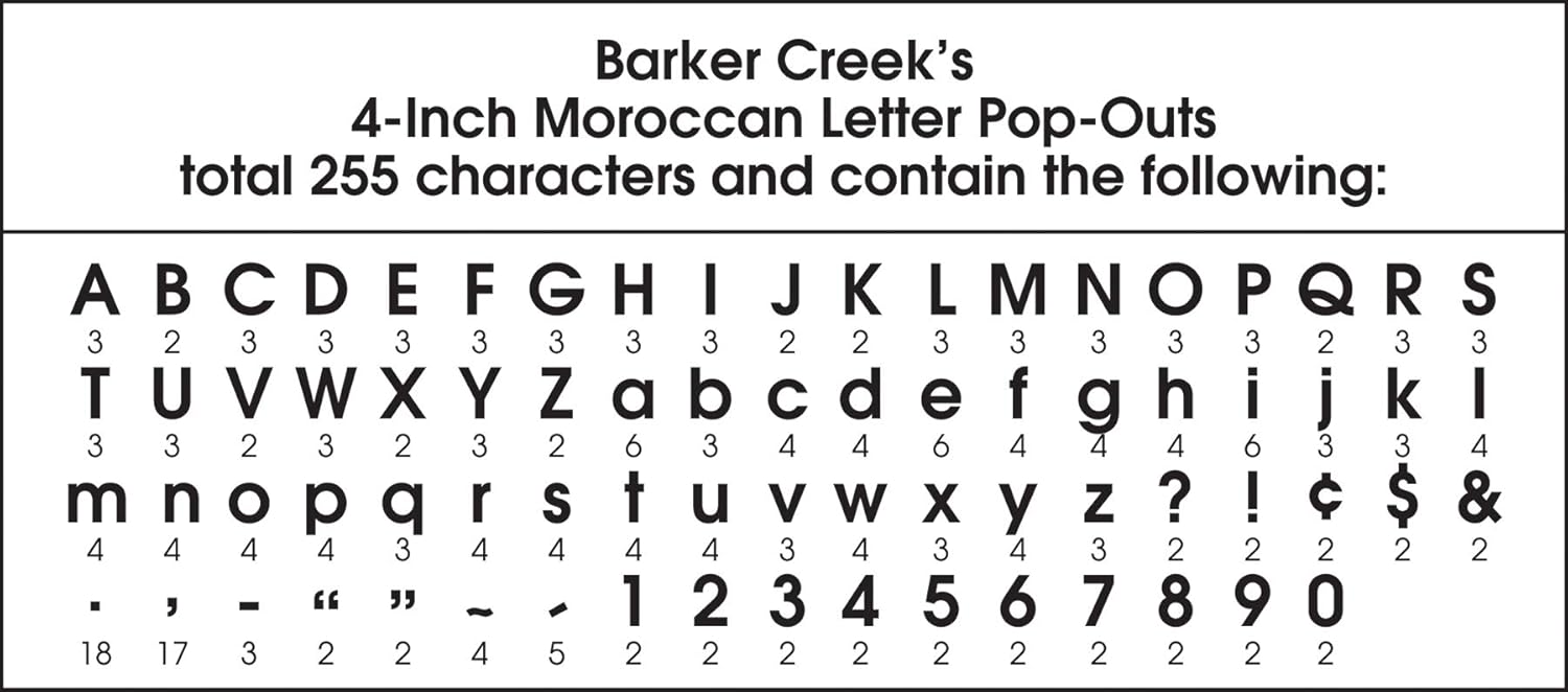 Bc1722 Barker Creek 4 Moroccan Pop Out Letters Early Learning Classroom Supplies