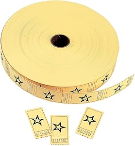 Yellow Star Single Roll Tickets (2000 Tickets per roll) Party Supplies