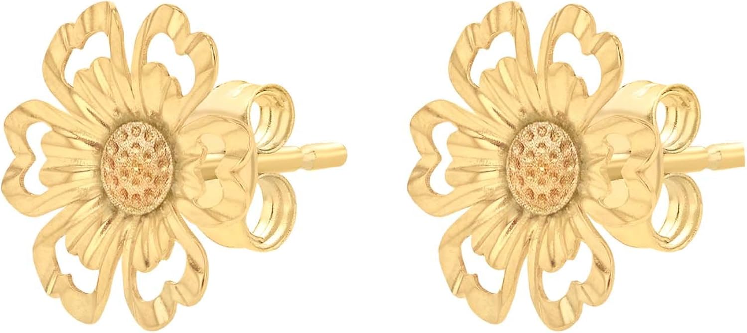 CARISSIMA Women's 9 ct (375) Yellow Gold Satin and Polished 9.5 mm Stud Earrings - Image 3